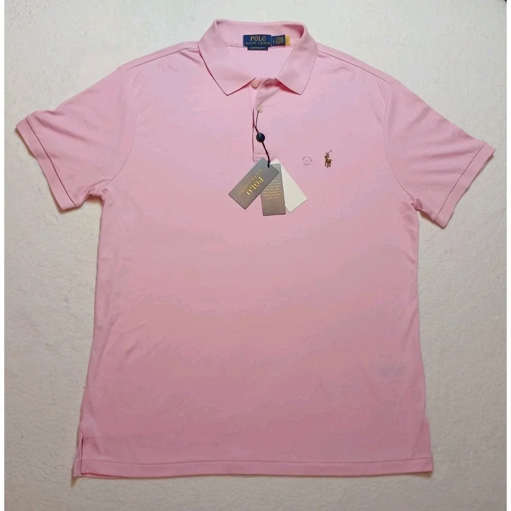 NWT Polo Ralph Lauren Men's L Classic Fit Pink Polo Shirt Short Sleeve Pony $118